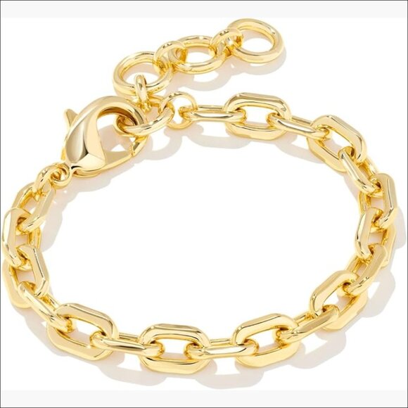 Gold-Plated Brass Chain Bracelet with Lobster Clasp Closure